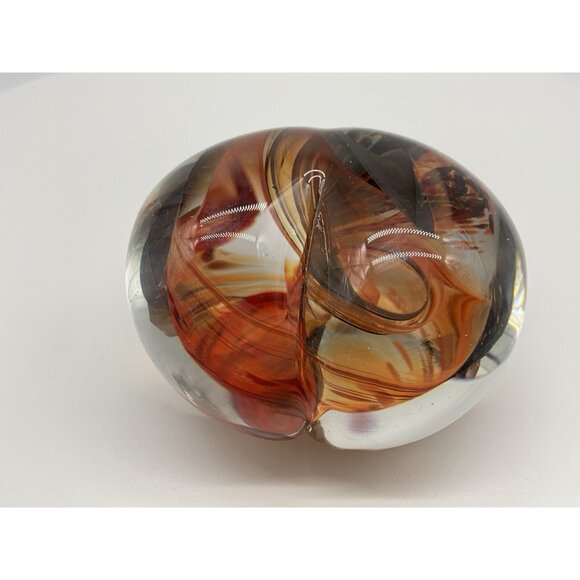 Heart Art Glass Gorgeous Red and Black Paperweight Quality Glass Polished Bottom - Picture 10 of 16